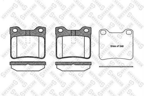 Kit de 4 plaquettes de frein arrière, frein à disque | Disc brake pads /set of 4 pcs./ | Stellox 332 010B-SX