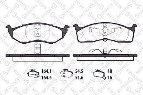 Kit de 4 plaquettes de frein avant, frein à disque | Disc brake pads /set of 4 pcs./ | Stellox 621 000B-SX